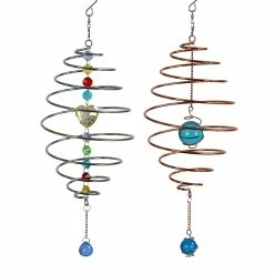 Best reviews of 🔥 Best Pirce 🛒 Exhart 2 Piece Copper And Silver Metal Spinning Spiral With Crystal Accents Hanging Decor, 15.5 Inches 🤩 ❤️
