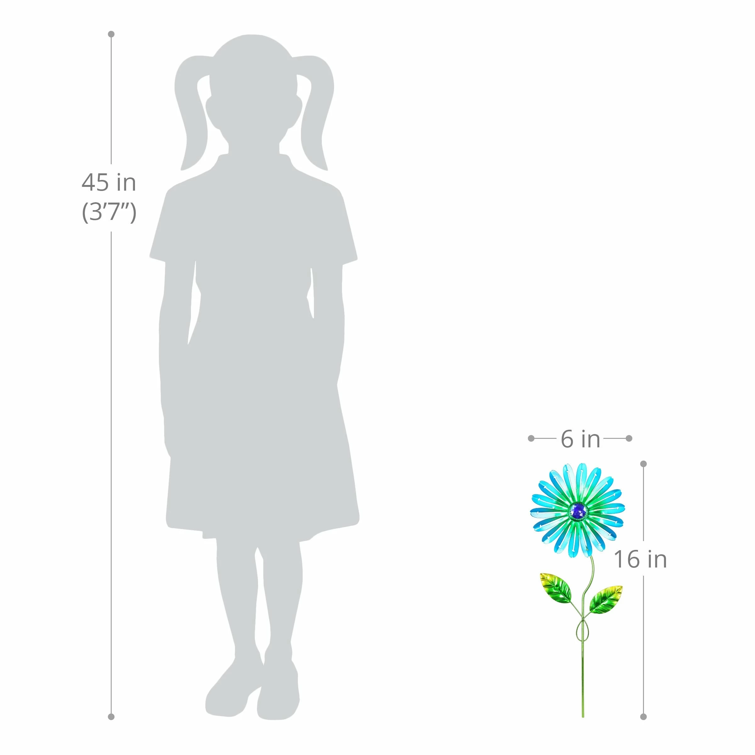 Flash Sale π₯° Coupon π Exhart 2 Piece Metal Zinnia Flower Stake Set With Jewel Center In Teal And Pink, 6 By 15.5 Inches π― π - Image 3