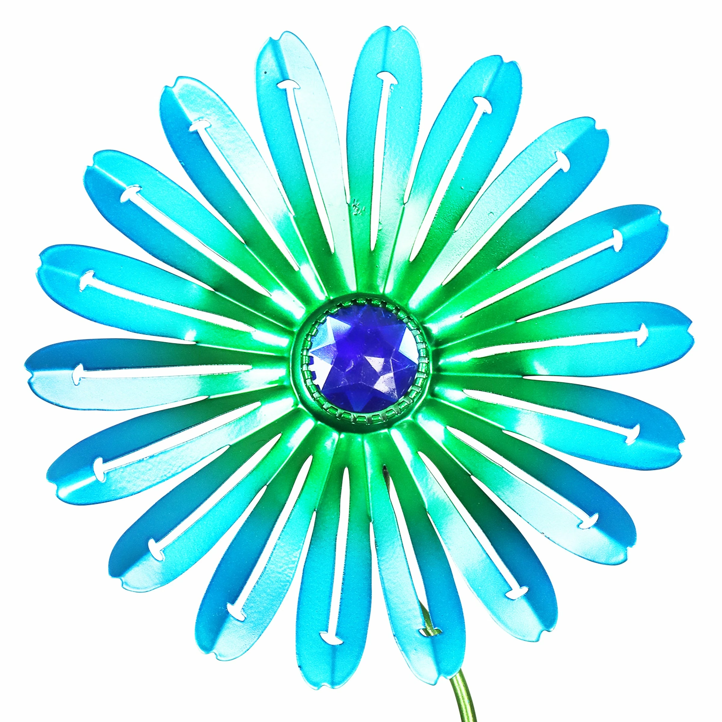 Flash Sale π₯° Coupon π Exhart 2 Piece Metal Zinnia Flower Stake Set With Jewel Center In Teal And Pink, 6 By 15.5 Inches π― π - Image 5