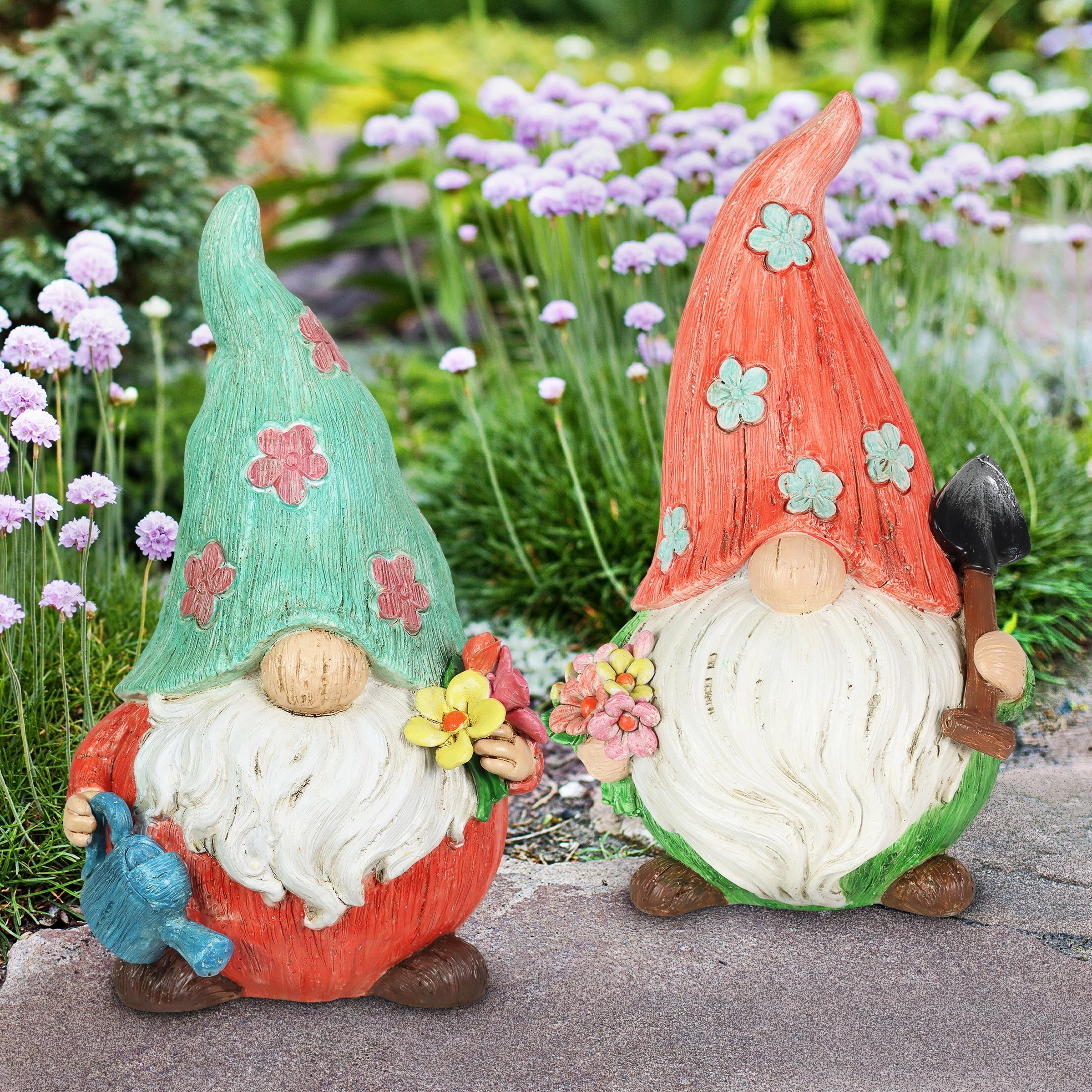 Coupon 🌟 Coupon ⭐ Exhart 2 Piece Set Pastel Daisy Hat Garden Gnome Statues, 5.5 By 8.5 Inches ❤️ 😀 - Image 2