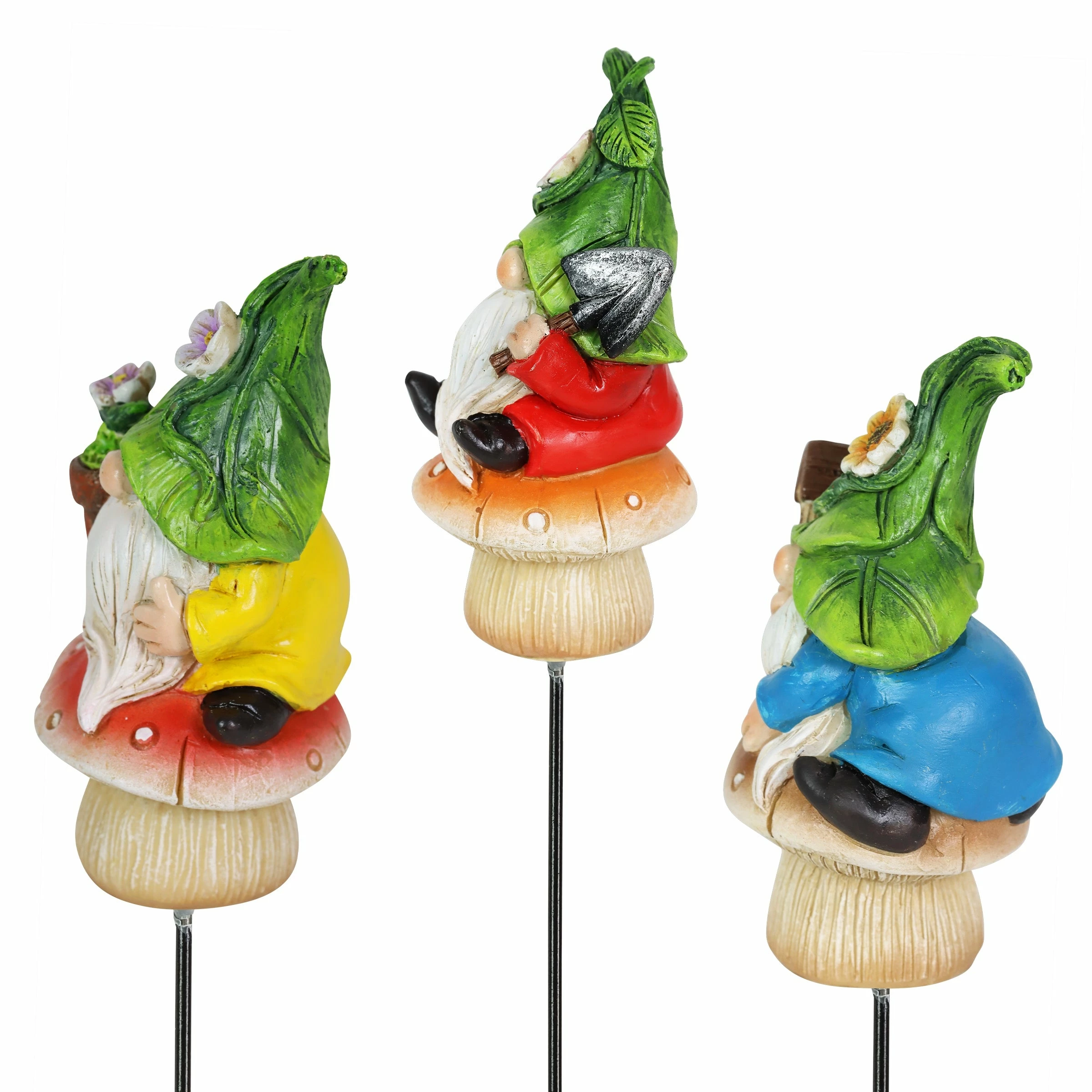 Cheap β New π― Exhart 3 Piece Set Of Leaf Hat Gnomes Sitting On Mushrooms Pot Stakes, 2 By 9 Inches π― β€οΈ - Image 5