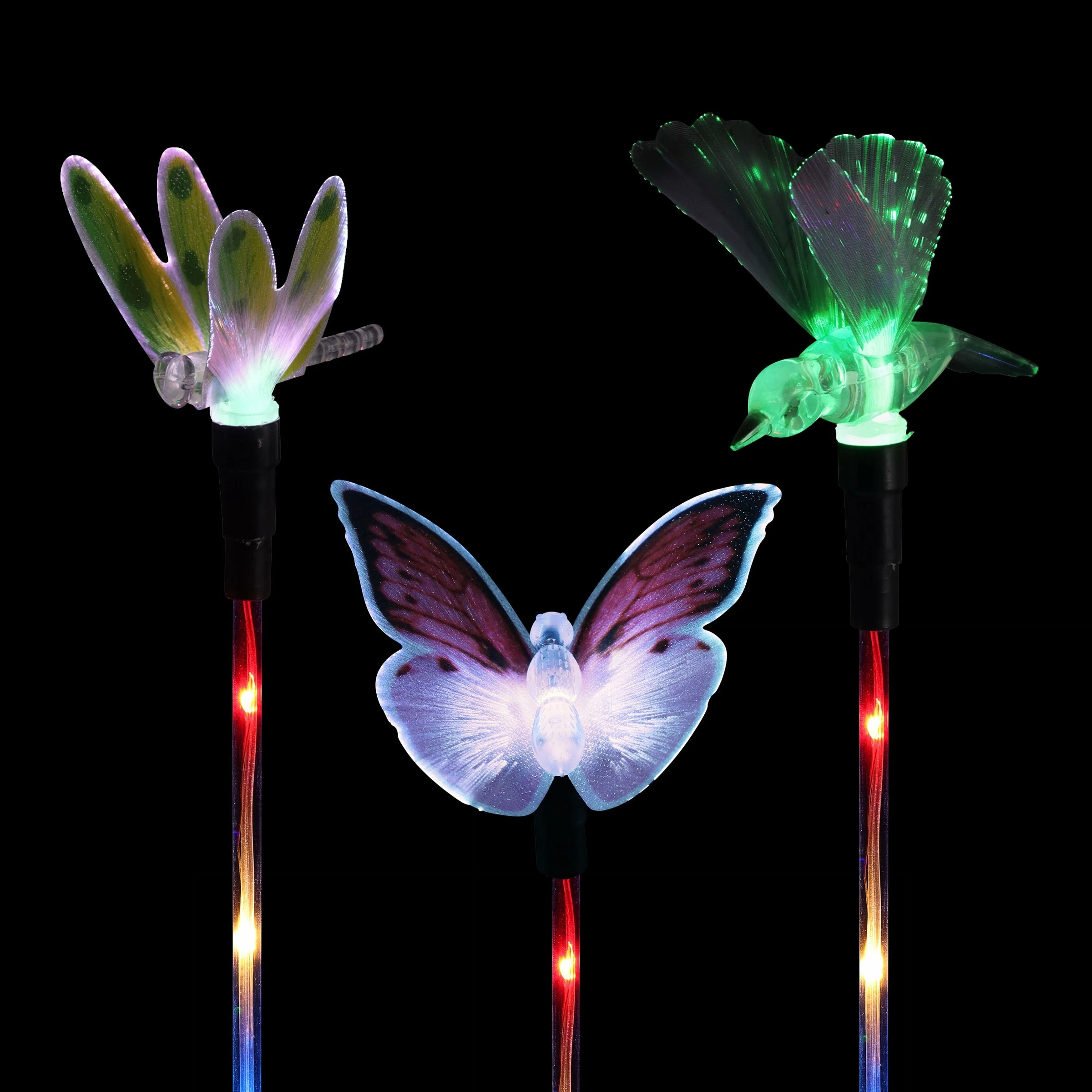 Flash Sale π Outlet β Exhart 3 Piece Solar Color Changing Fiber Optic Butterfly, Hummingbird And Dragonfly Garden Stake Set, 4 By 16 Inches π π₯ - Image 11
