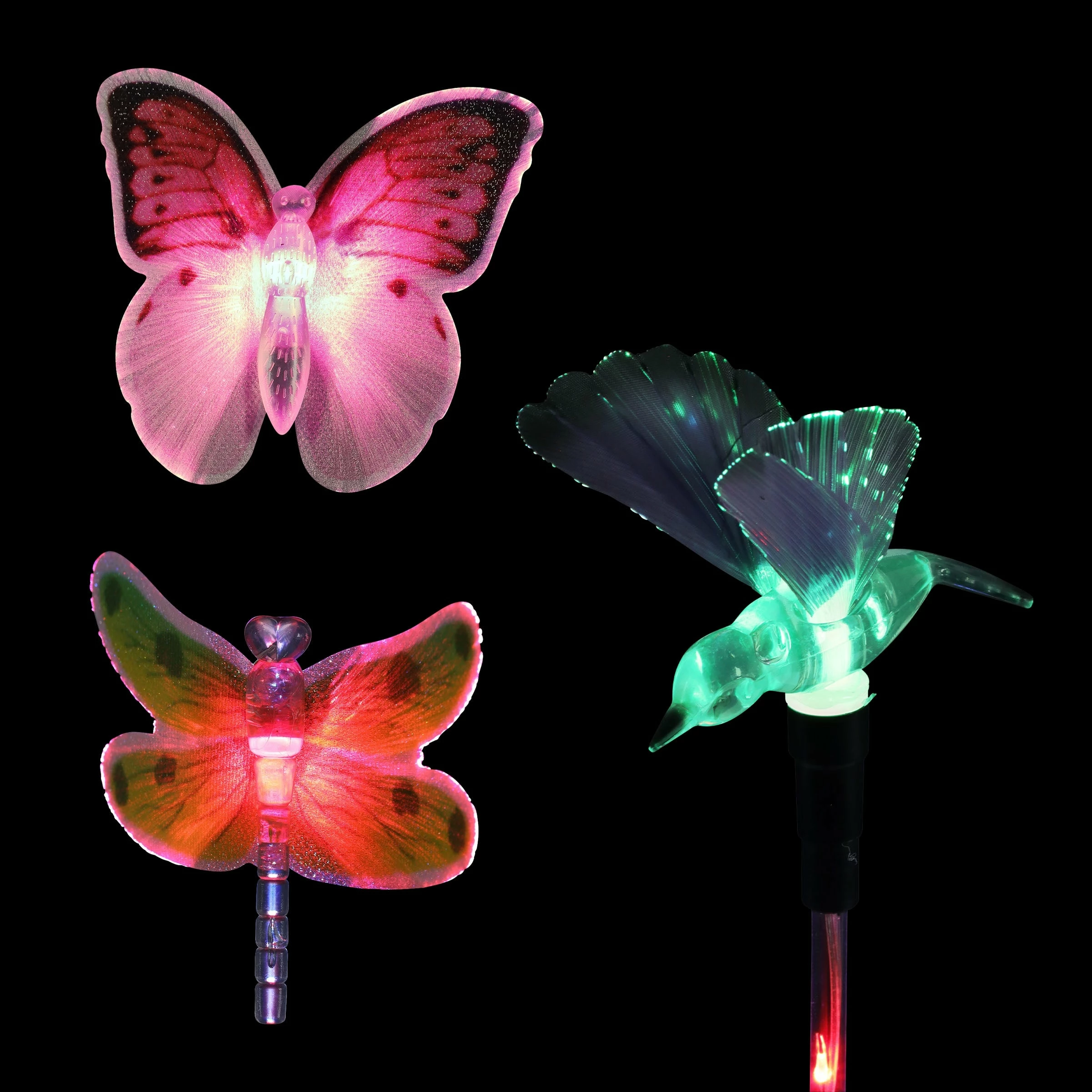 Flash Sale π Outlet β Exhart 3 Piece Solar Color Changing Fiber Optic Butterfly, Hummingbird And Dragonfly Garden Stake Set, 4 By 16 Inches π π₯ - Image 8