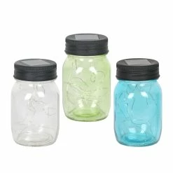 Best Sale ⌛ Coupon 💯 Exhart 3 Piece Solar Glass Firefly Light Jar Set, 5.5 Inch ✔️ 😉