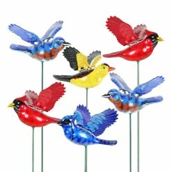 Best Pirce 🛒 Best deal ❤️ Exhart 6 Piece 4" WindyWings Songbird Plant Stake Assortment, 6.5 X 4 X 16 Inches 🤩 😉