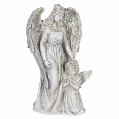 Wholesale ✨ Budget 🔔 Exhart Angel And Little Girl Angel Resin Garden Statue With LED Halo On A Battery Powered Timer, 8 By 14 Inches 👍 🧨