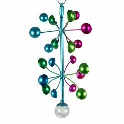 Budget 🤩 Cheapest 🥰 Exhart Art-In-Motion 2 Tiered Colorful Hanging Metal Cup Spinner With Glass Crackle Ball, 9.5 By 19 Inches - 9.5" X 9.5" X 19.0" 😀 😍