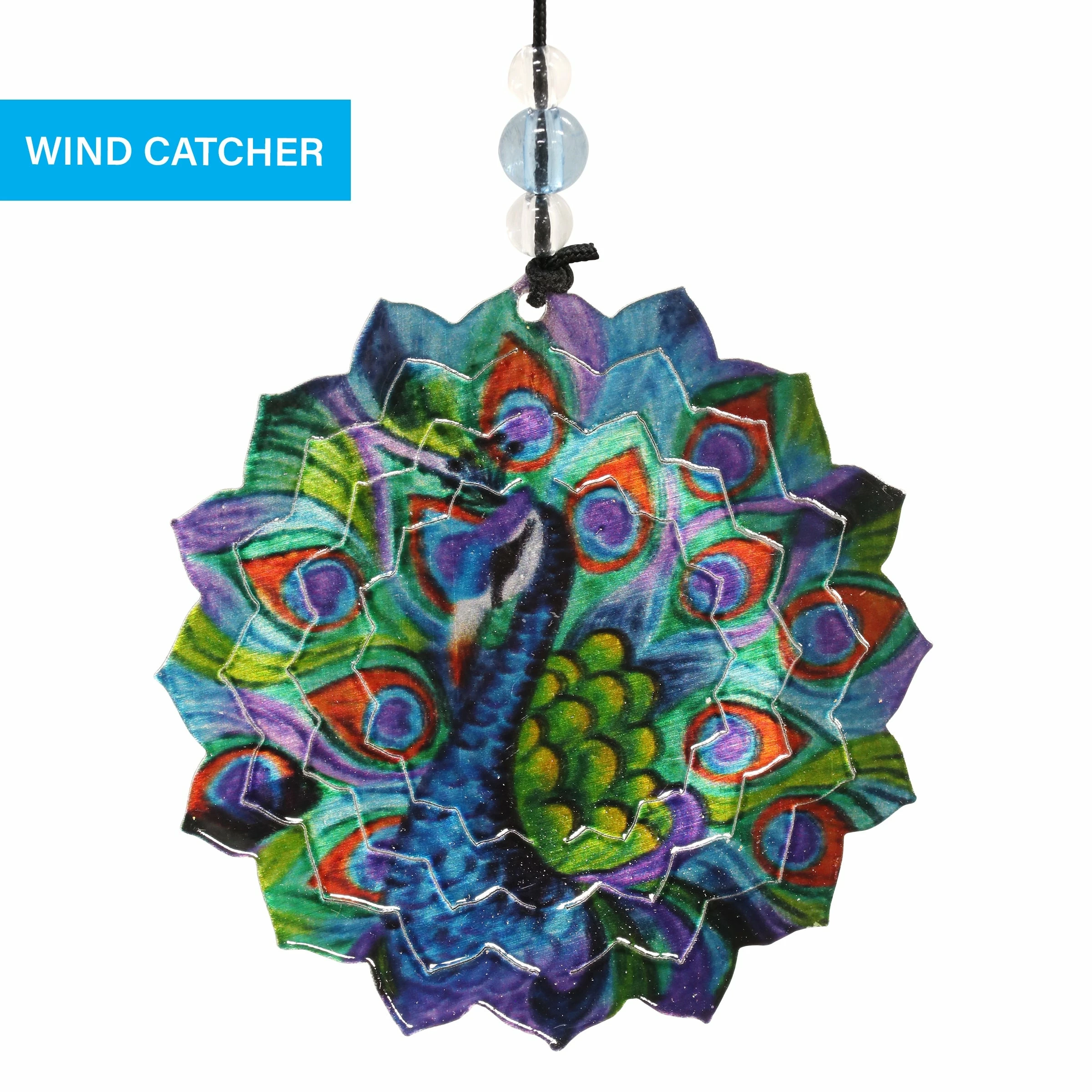 Brand new π New π Exhart Art-In-Motion Laser Cut Metal Starburst Wind Chime Spinner With Beads, 10 Inch Spinner Blue π π - Image 11