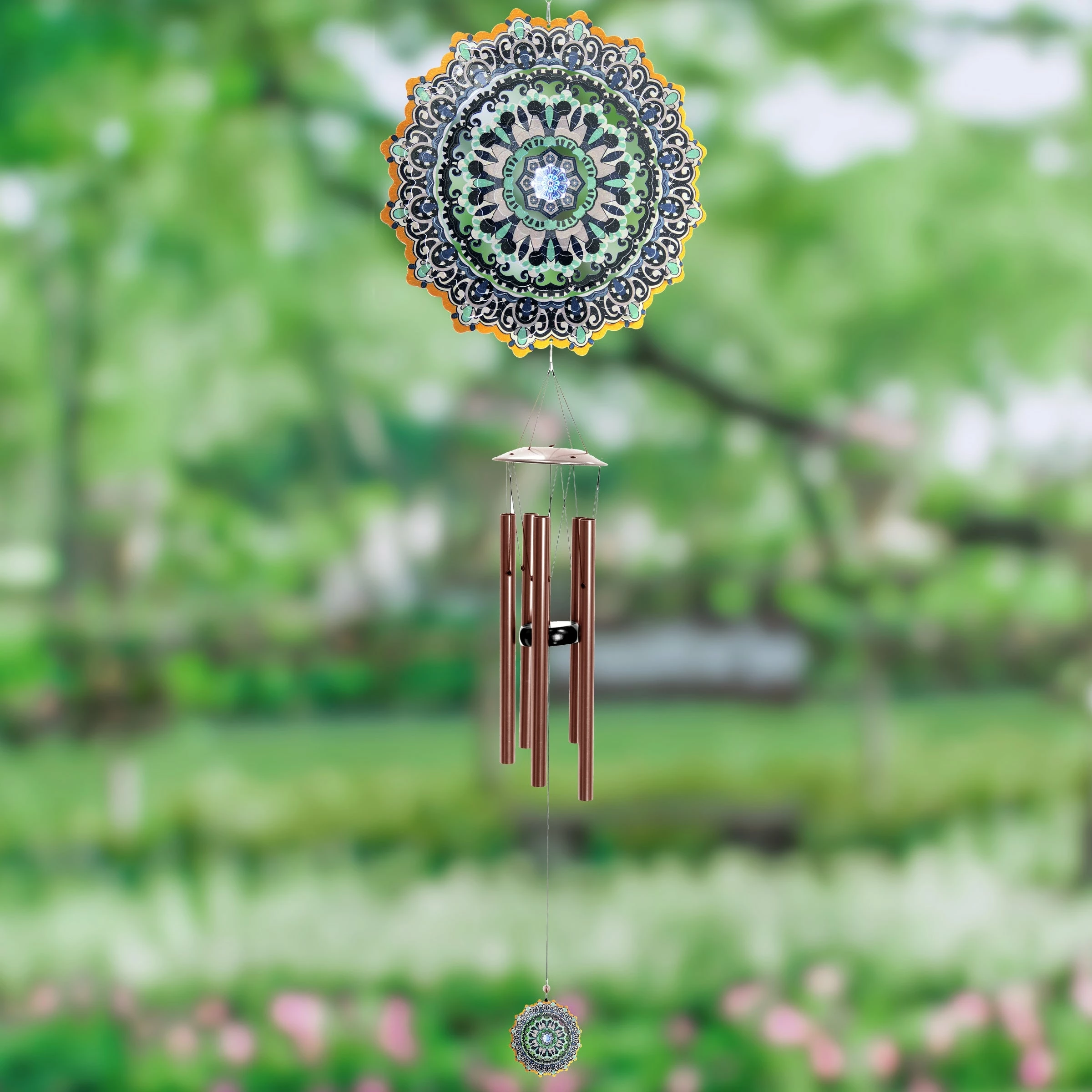 Brand new π New π Exhart Art-In-Motion Laser Cut Metal Starburst Wind Chime Spinner With Beads, 10 Inch Spinner Blue π π - Image 13