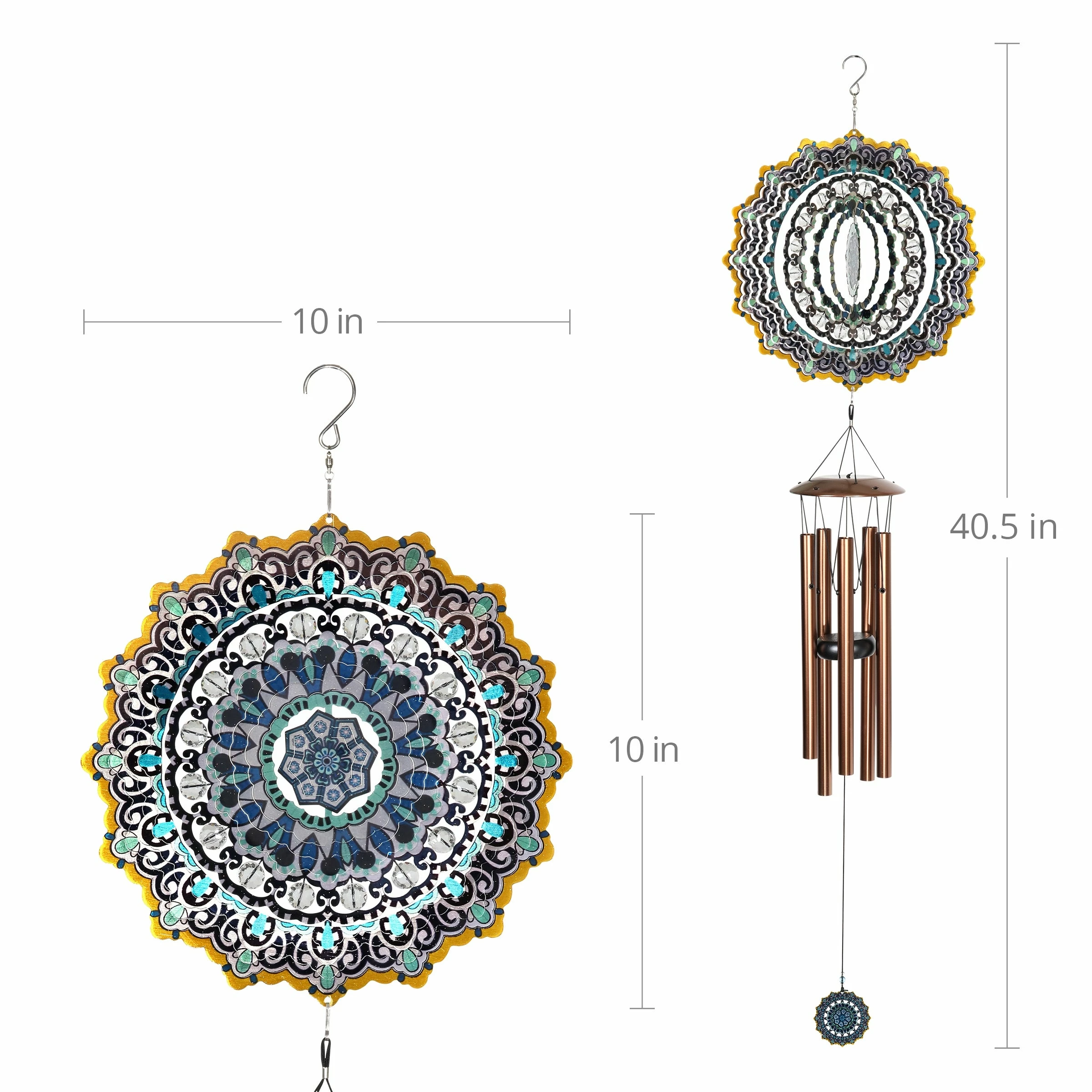 Brand new π New π Exhart Art-In-Motion Laser Cut Metal Starburst Wind Chime Spinner With Beads, 10 Inch Spinner Blue π π - Image 14
