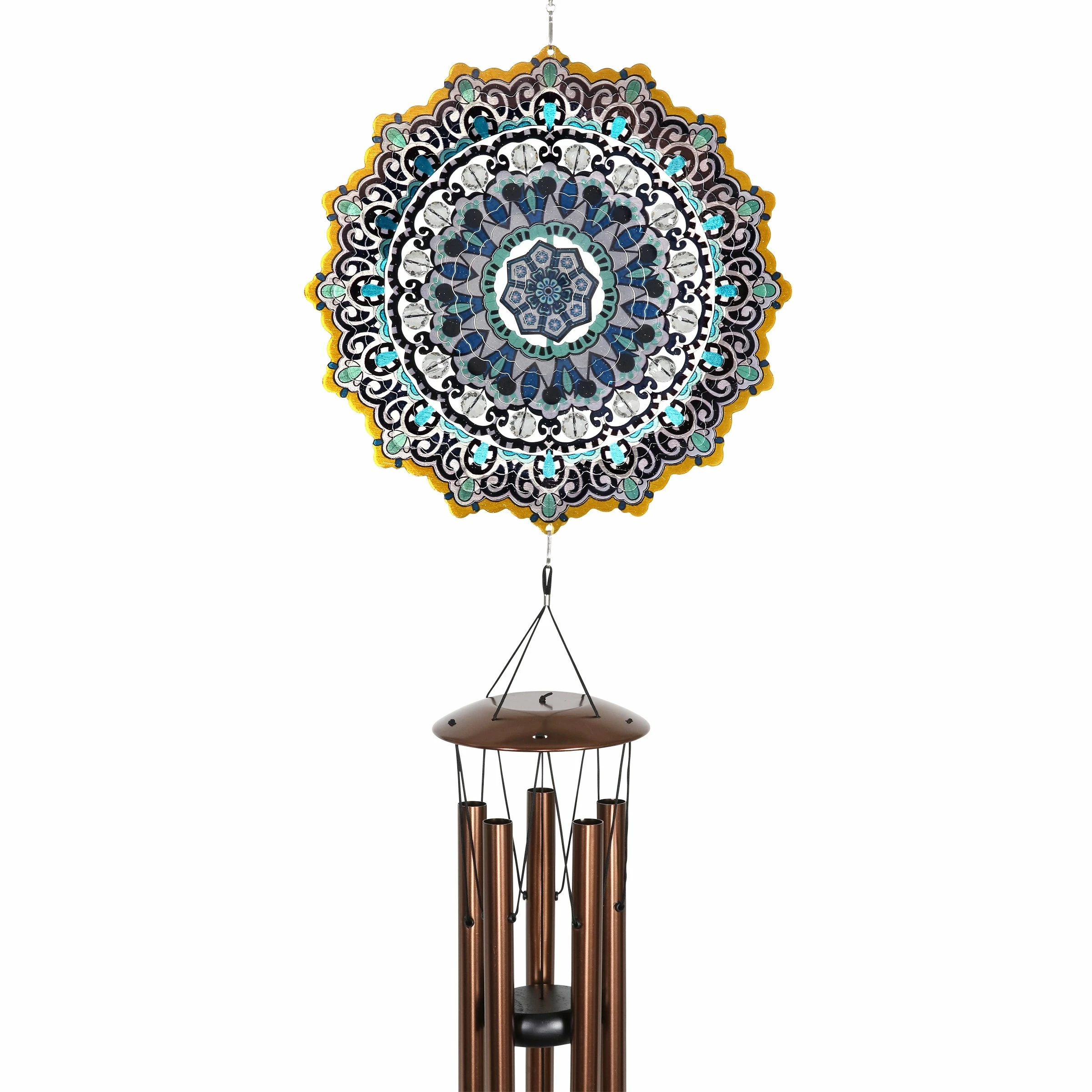 Brand new π New π Exhart Art-In-Motion Laser Cut Metal Starburst Wind Chime Spinner With Beads, 10 Inch Spinner Blue π π - Image 15