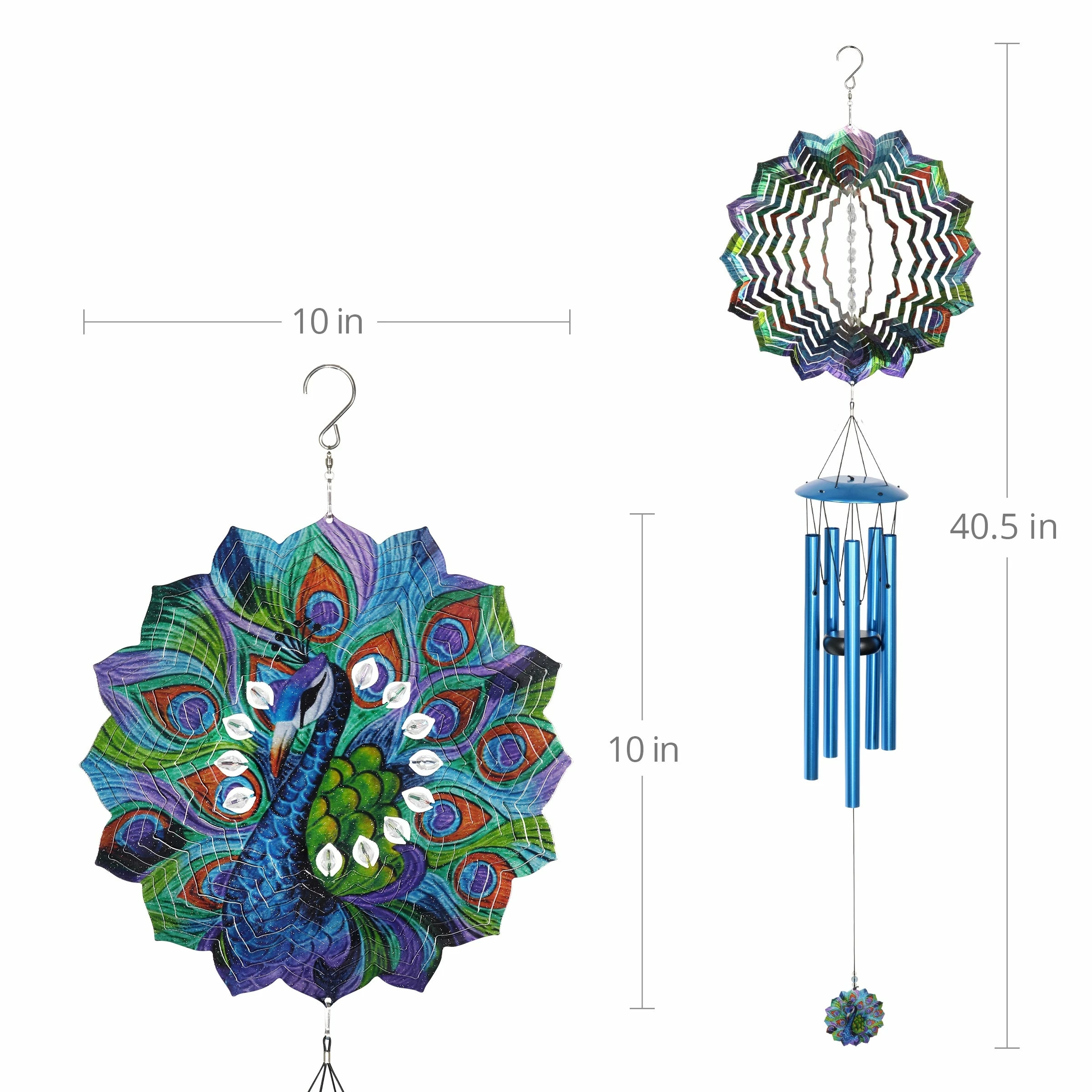 Brand new π New π Exhart Art-In-Motion Laser Cut Metal Starburst Wind Chime Spinner With Beads, 10 Inch Spinner Blue π π - Image 3