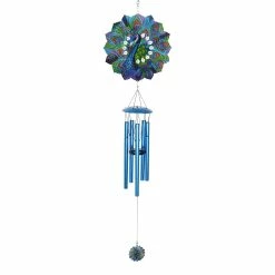 Brand new 😍 New 🔔 Exhart Art-In-Motion Laser Cut Metal Starburst Wind Chime Spinner With Beads, 10 Inch Spinner Blue 🎉 😀
