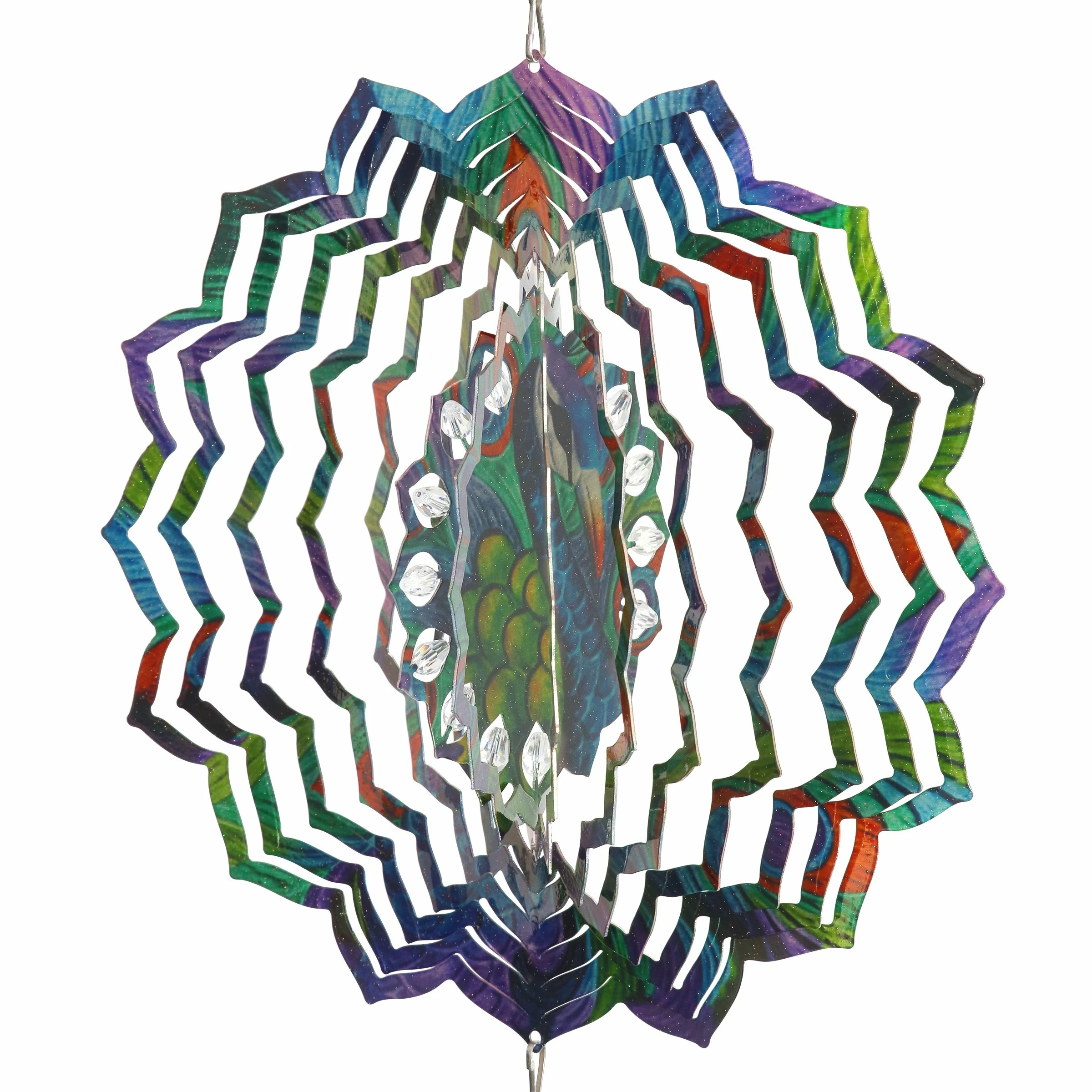 Brand new π New π Exhart Art-In-Motion Laser Cut Metal Starburst Wind Chime Spinner With Beads, 10 Inch Spinner Blue π π - Image 7