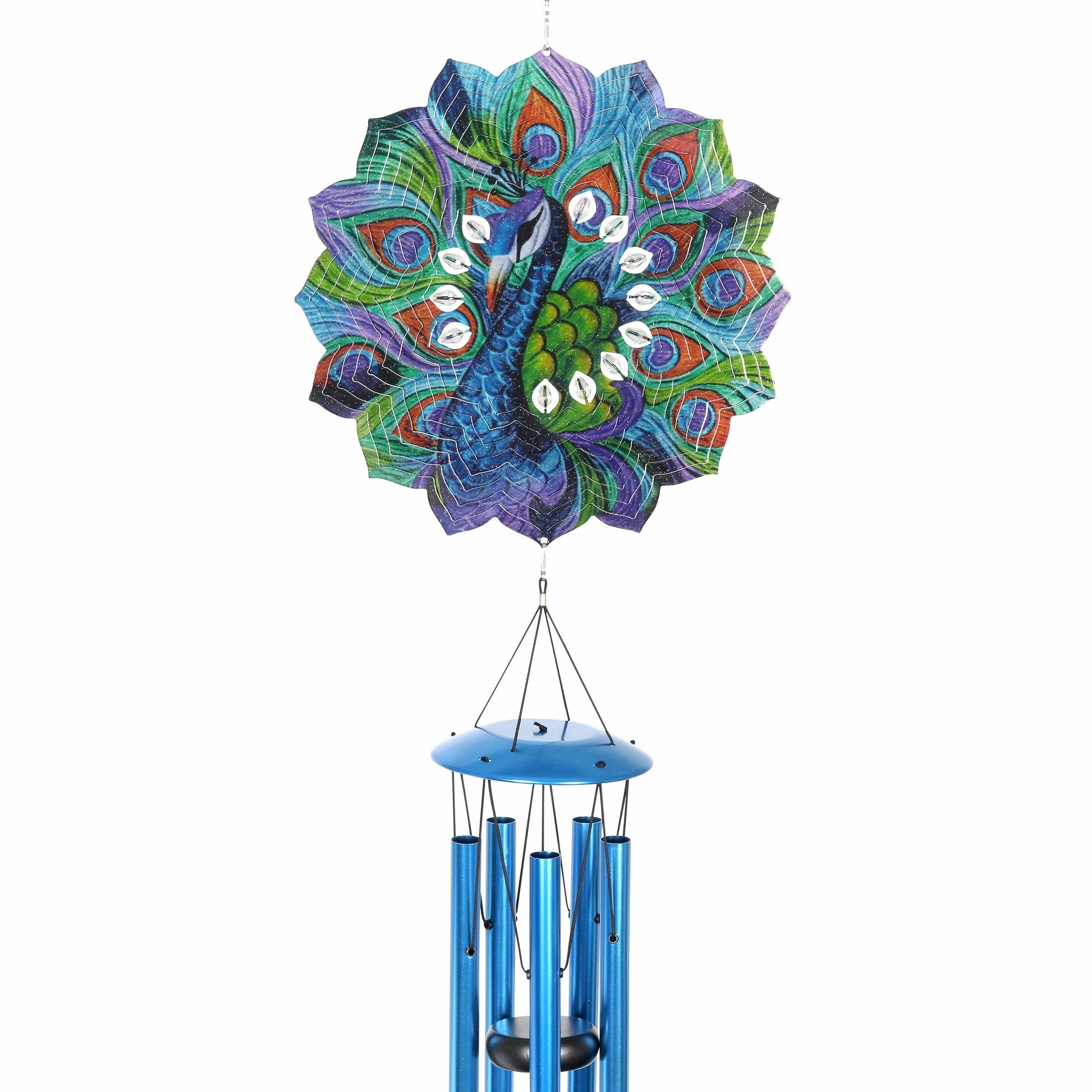 Brand new π New π Exhart Art-In-Motion Laser Cut Metal Starburst Wind Chime Spinner With Beads, 10 Inch Spinner Blue π π - Image 8