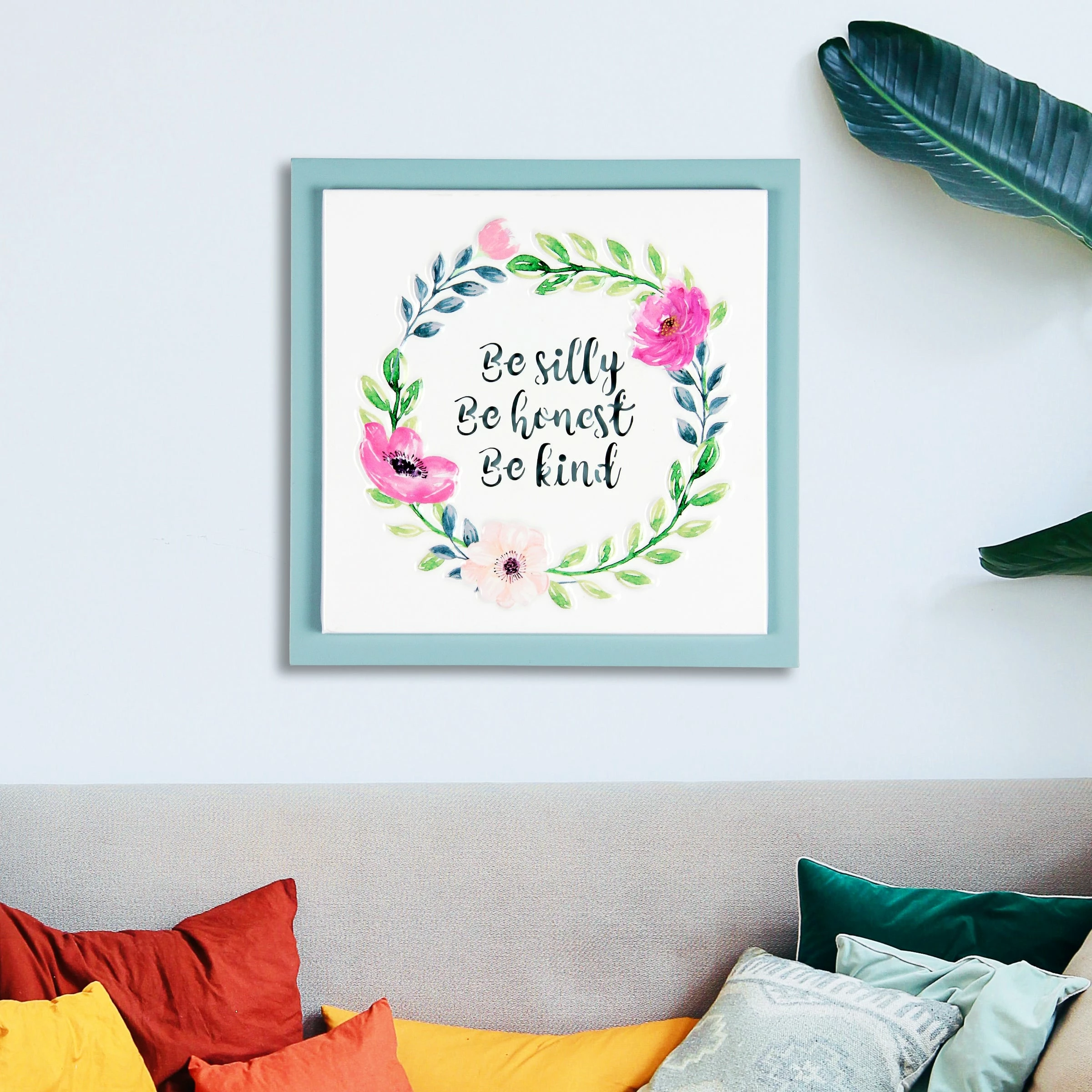 Hot Sale 𧨠Best deal π Exhart Be Silly, Be Honest, Be Kind Framed Metal Hanging Wall Decor, 8 By 8 Inches 𧨠π - Image 2