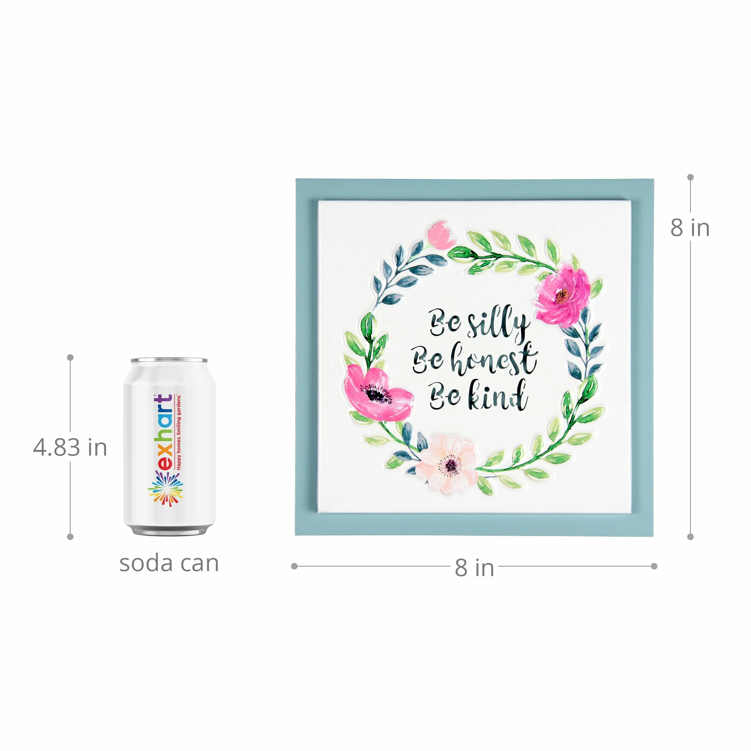 Hot Sale 𧨠Best deal π Exhart Be Silly, Be Honest, Be Kind Framed Metal Hanging Wall Decor, 8 By 8 Inches 𧨠π - Image 3