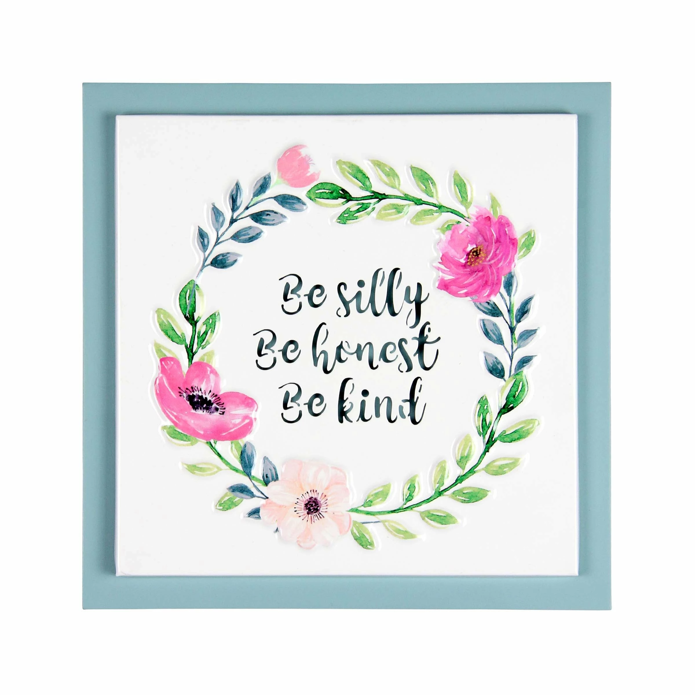 Hot Sale 𧨠Best deal π Exhart Be Silly, Be Honest, Be Kind Framed Metal Hanging Wall Decor, 8 By 8 Inches 𧨠π