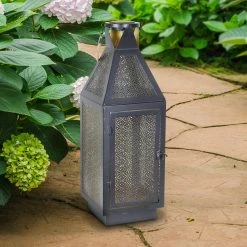 Discount 🔥 New 👏 Exhart Black Metal Filigree Lantern With LED Lights On A Battery Timer 🥰 🎁