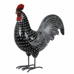 Best reviews of 😍 Buy ⭐ Exhart Black And White Polka Dot Pattern Hand Painted Rooster Garden Statue, 12 Inch ⌛ 🥰
