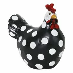 Best Pirce 👍 Best Sale 🤩 Exhart Black And White Polka Dot White Garden Hen Statue, 9 Inch 🌟 😉
