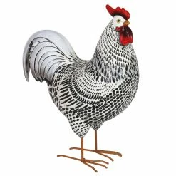 New ✔️ Flash Sale 🔔 Exhart Black And White Rooster Garden Statue, 17 Inch 🛒 😀