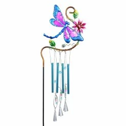 Promo 👏 Promo ✔️ Exhart Blue Dragonfly Metal Wind Chime Garden Stake, 9 By 36.5 Inches 💯 🔥