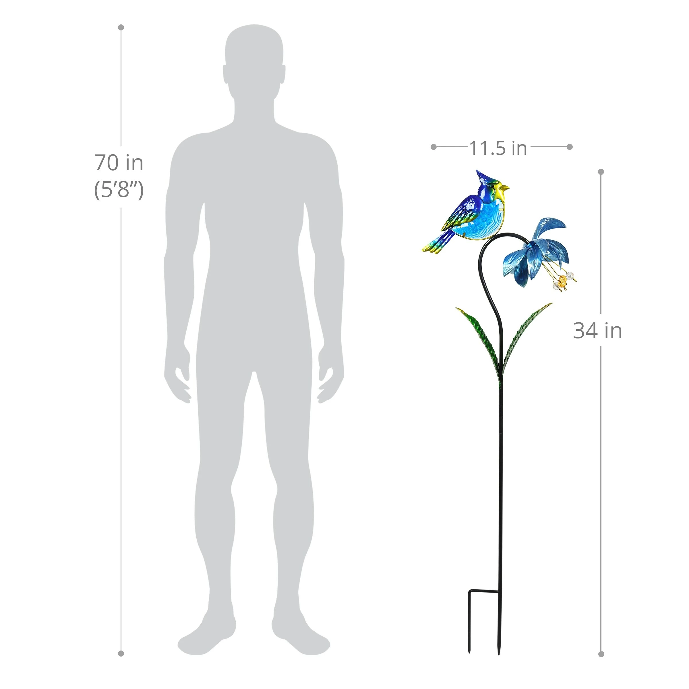 Budget β Deals βοΈ Exhart Blue Spinning Flower With Blue Bird Metal Garden Stake 11.5 By 34 Inches π π - Image 3