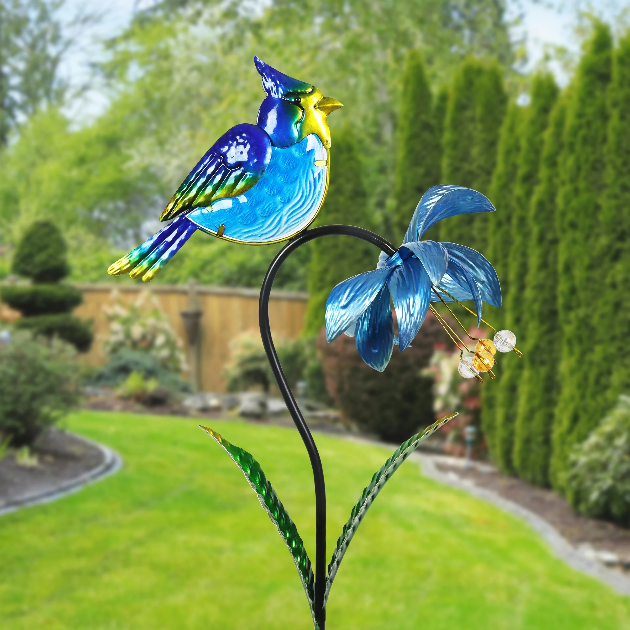 Budget β Deals βοΈ Exhart Blue Spinning Flower With Blue Bird Metal Garden Stake 11.5 By 34 Inches π π