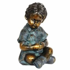 Brand new 𧨠Discount β Exhart Bronze Look Boy And Puppy Statue, 10.5 Inches π π§¨