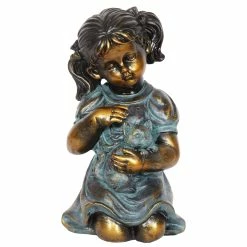 Flash Sale 👍 Wholesale ⭐ Exhart Bronze Look Girl And Kitten Garden Statue, 10.5 Inches 👍 ✨