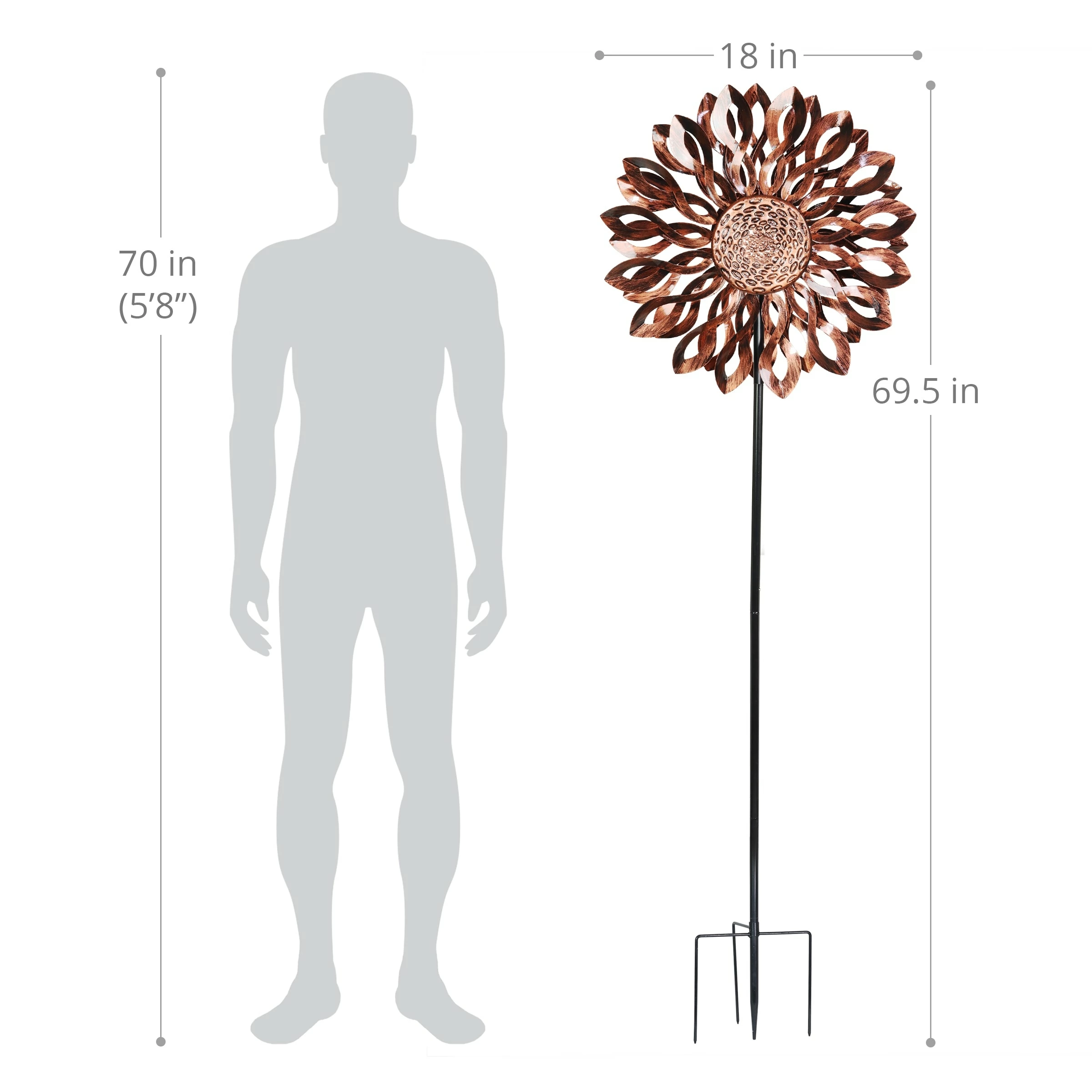 Coupon β¨ Brand new π₯ Exhart Bronze Metal Infinity Double Sunflower Spinner Stake,18 By 70 Inches π π - Image 3