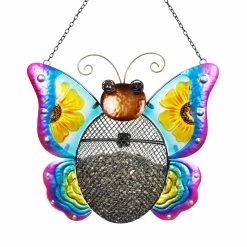Cheapest 🎁 Outlet 🎉 Exhart Butterfly Bird Feeder With Metal Mesh Seed Basket, 12 By 19 Inches ✔️ 😀