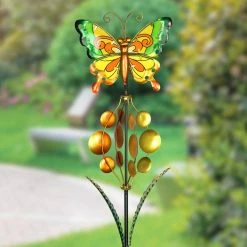 Hot Sale ✔️ Brand new 💯 Exhart Butterfly Garden Stake Wind Spinner With Three Bubble Wind Vane, 8 By 39 Inches ✔️ ⭐