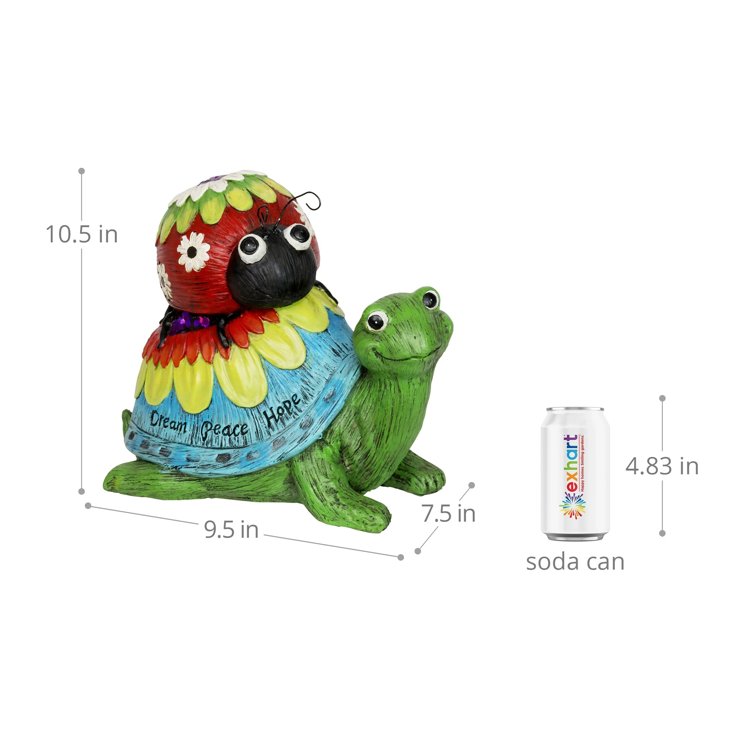 Wholesale βοΈ Best deal π Exhart Colorful Garden Turtle And Ladybug Statue With Message Of Dream Peace And Love, 9 Inch π₯ π - Image 3