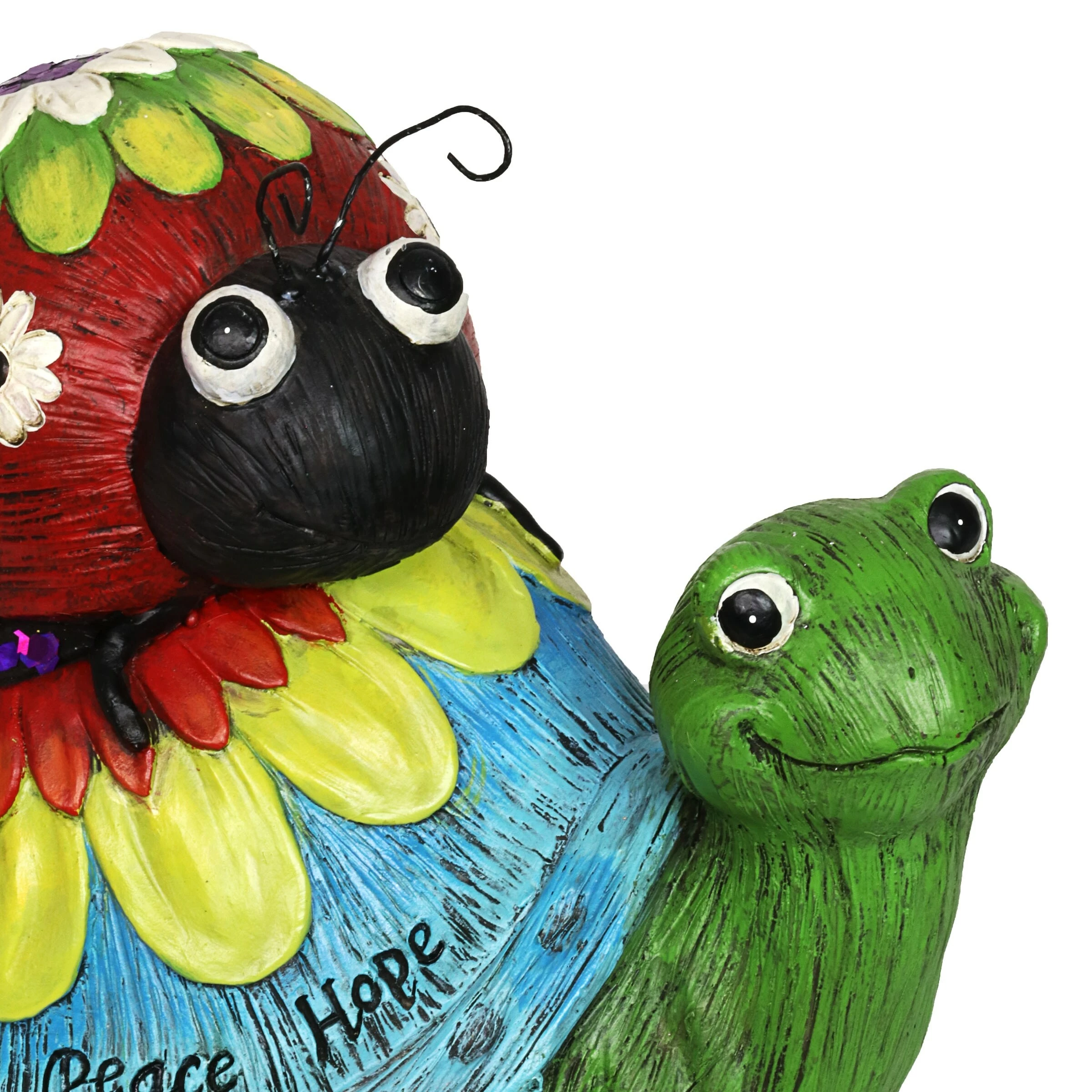 Wholesale βοΈ Best deal π Exhart Colorful Garden Turtle And Ladybug Statue With Message Of Dream Peace And Love, 9 Inch π₯ π - Image 5