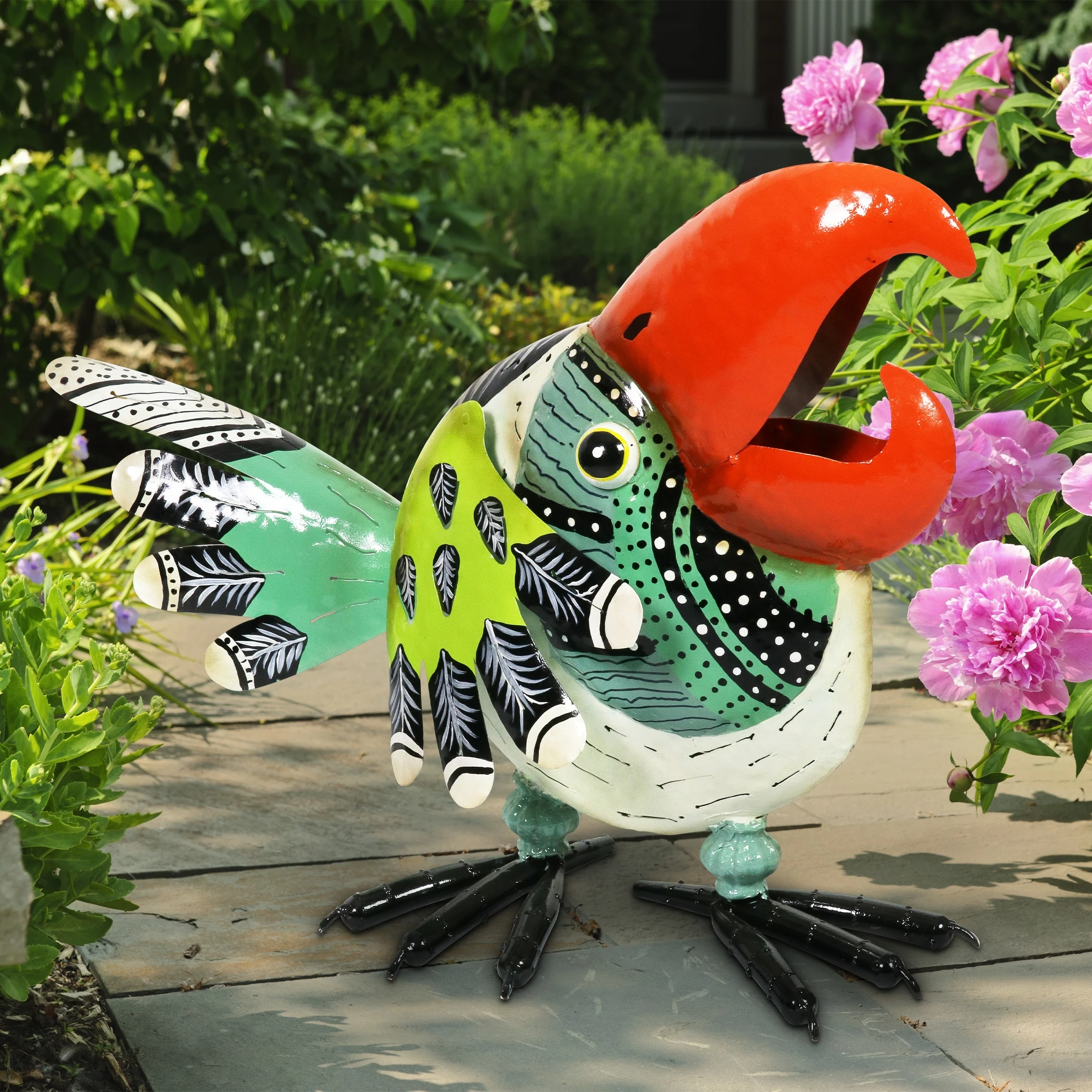 Budget π₯ New π― Exhart Colorful Metal Toucan Garden Statue, 17 Inch π β¨ - Image 2