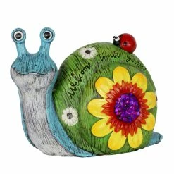Cheapest ⭐ Discount 😀 Exhart Colorful Welcome To Our Garden Snail Statue, 8 Inch 🎁 🧨
