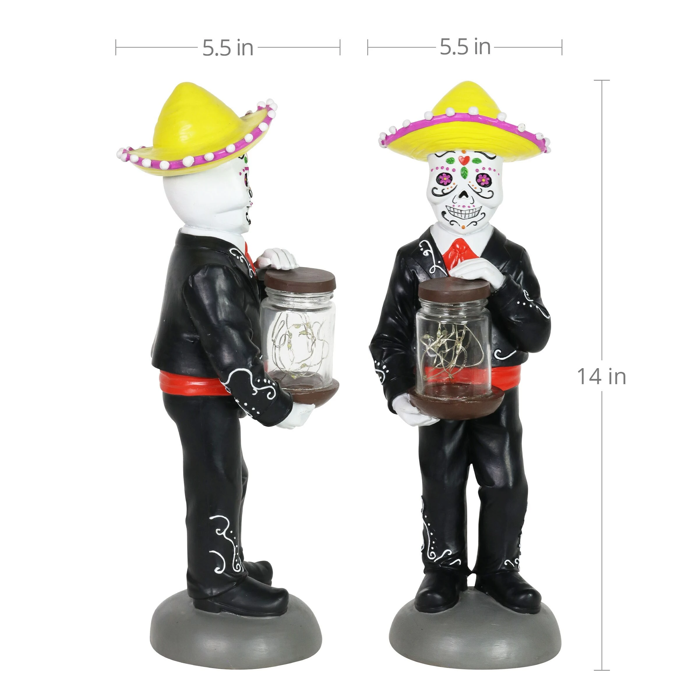 Best Pirce π₯ Outlet β Exhart Day Of The Dead Man With LED Sparkle Light Jar And Battery Powered Automatic Timer, 14 Inches Tall π β€οΈ - Image 6
