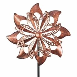 Coupon 👏 Hot Sale 🎁 Exhart Double Pinwheel Kinetic Bronze Metal Tall Spinner Stake, 24 By 83 Inches 🧨 😀