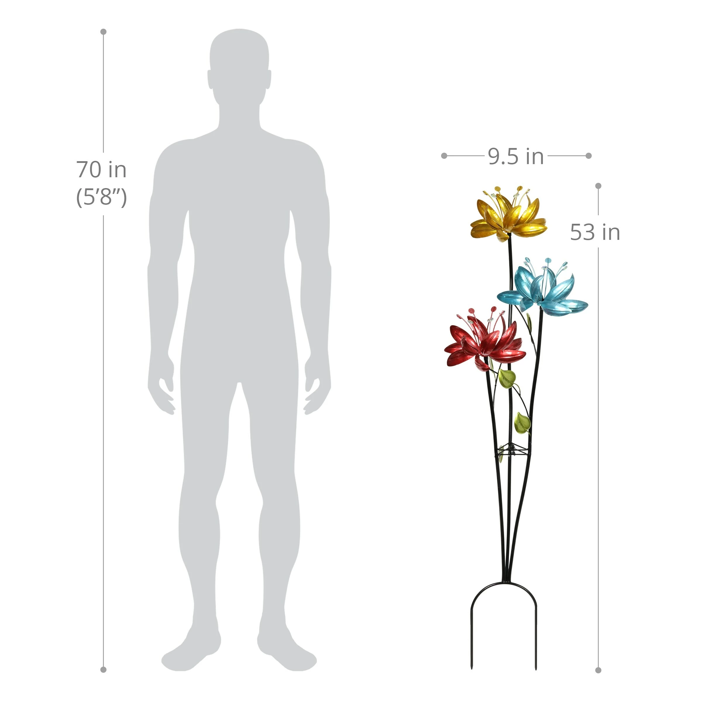 New 😉 Brand new ⭐ Exhart Flower Wind Spinner Garden Stake With Three Metallic Flowers, 17 By 53 Inches 🤩 😉 - Image 3