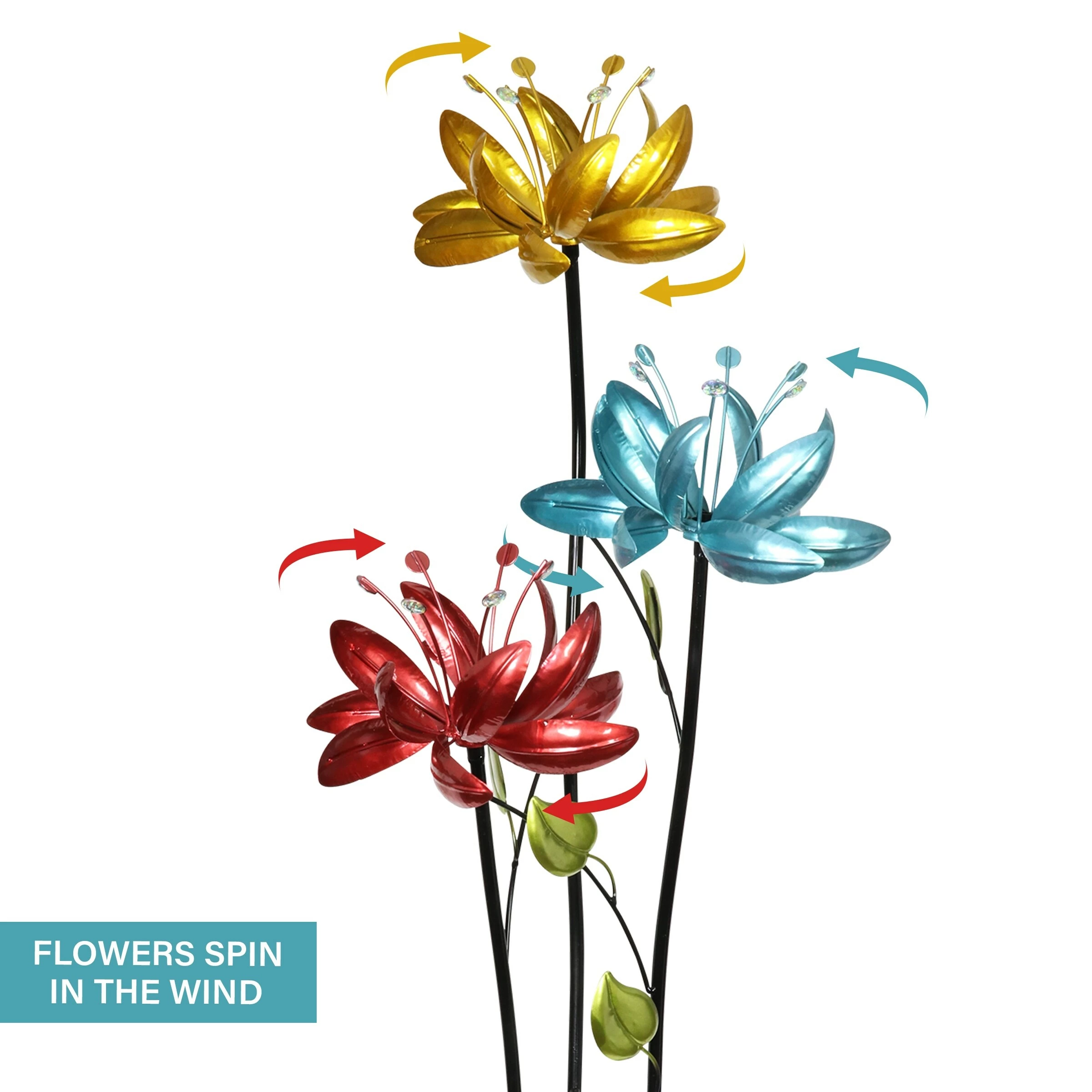 New 😉 Brand new ⭐ Exhart Flower Wind Spinner Garden Stake With Three Metallic Flowers, 17 By 53 Inches 🤩 😉 - Image 8