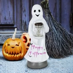 Deals 🔥 Best reviews of 👏 Exhart Friendly Ghost Statuary With LED Sparkle Light Jar And Battery Powered Automatic Timer, 13 Inches Tall 🤩 😉