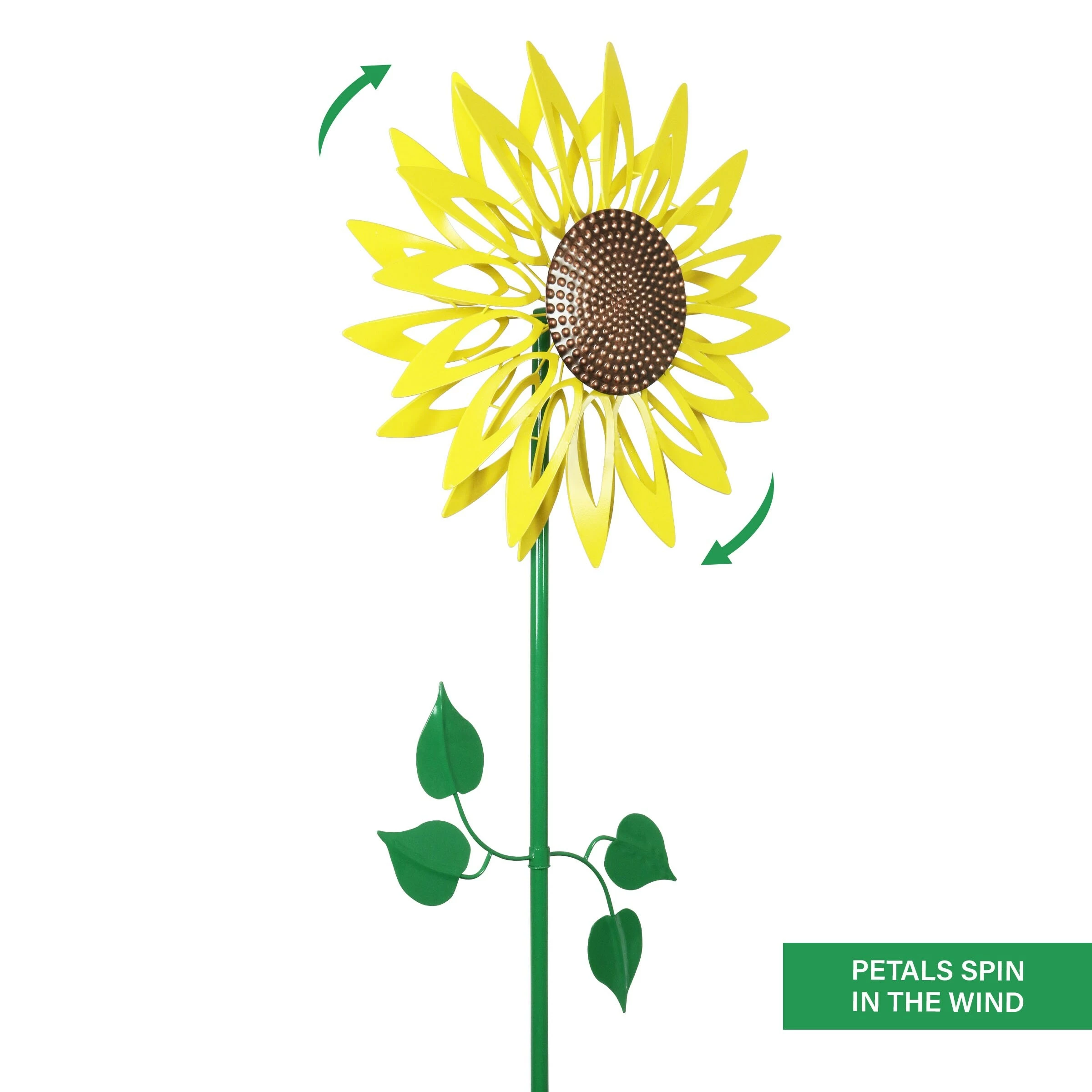 Best Pirce π Best Pirce βοΈ Exhart Giant Metal Kinetic Yellow Sunflower Dual Spinning Garden Stake, 24 By 82 Inches β¨ π - Image 6