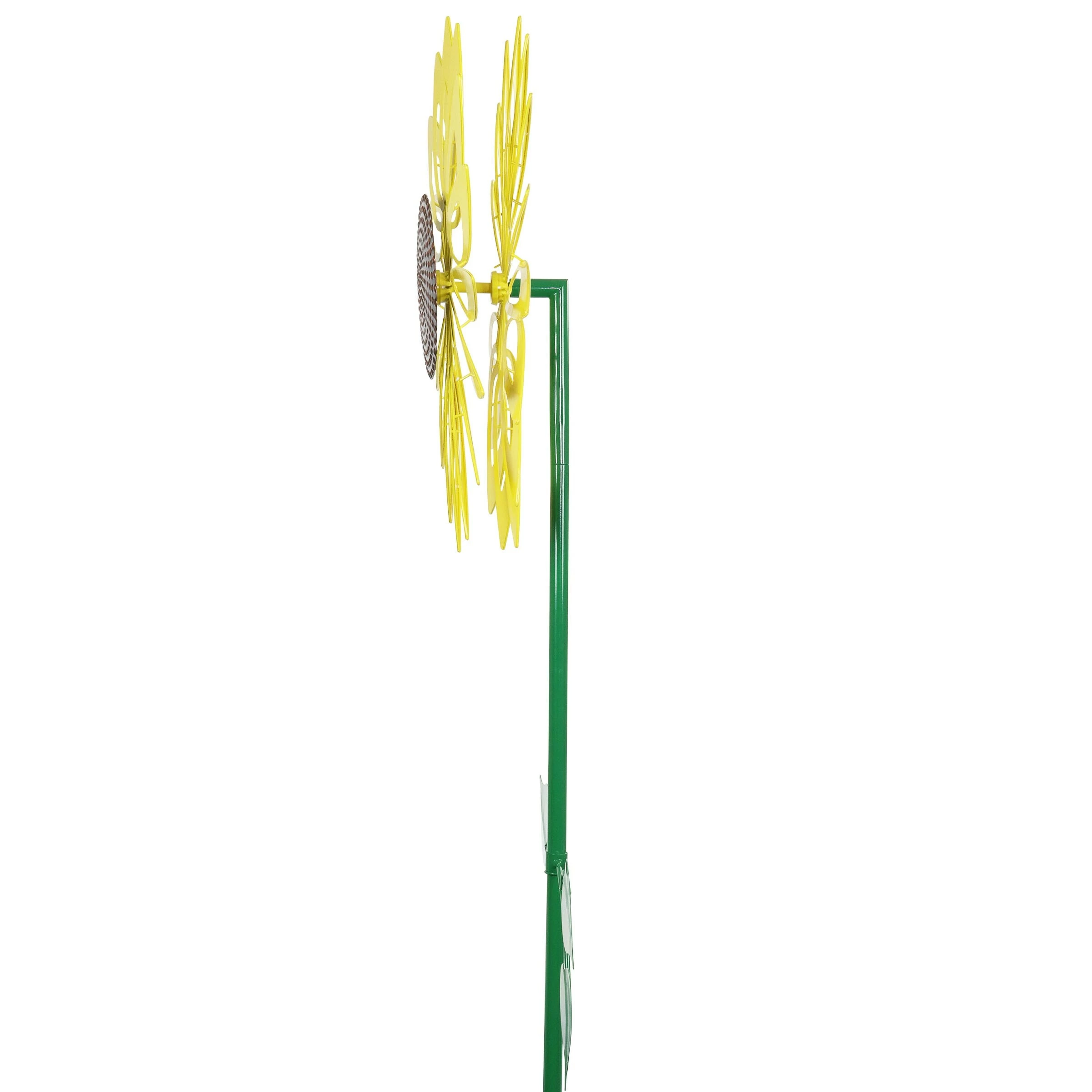 Best Pirce π Best Pirce βοΈ Exhart Giant Metal Kinetic Yellow Sunflower Dual Spinning Garden Stake, 24 By 82 Inches β¨ π - Image 7