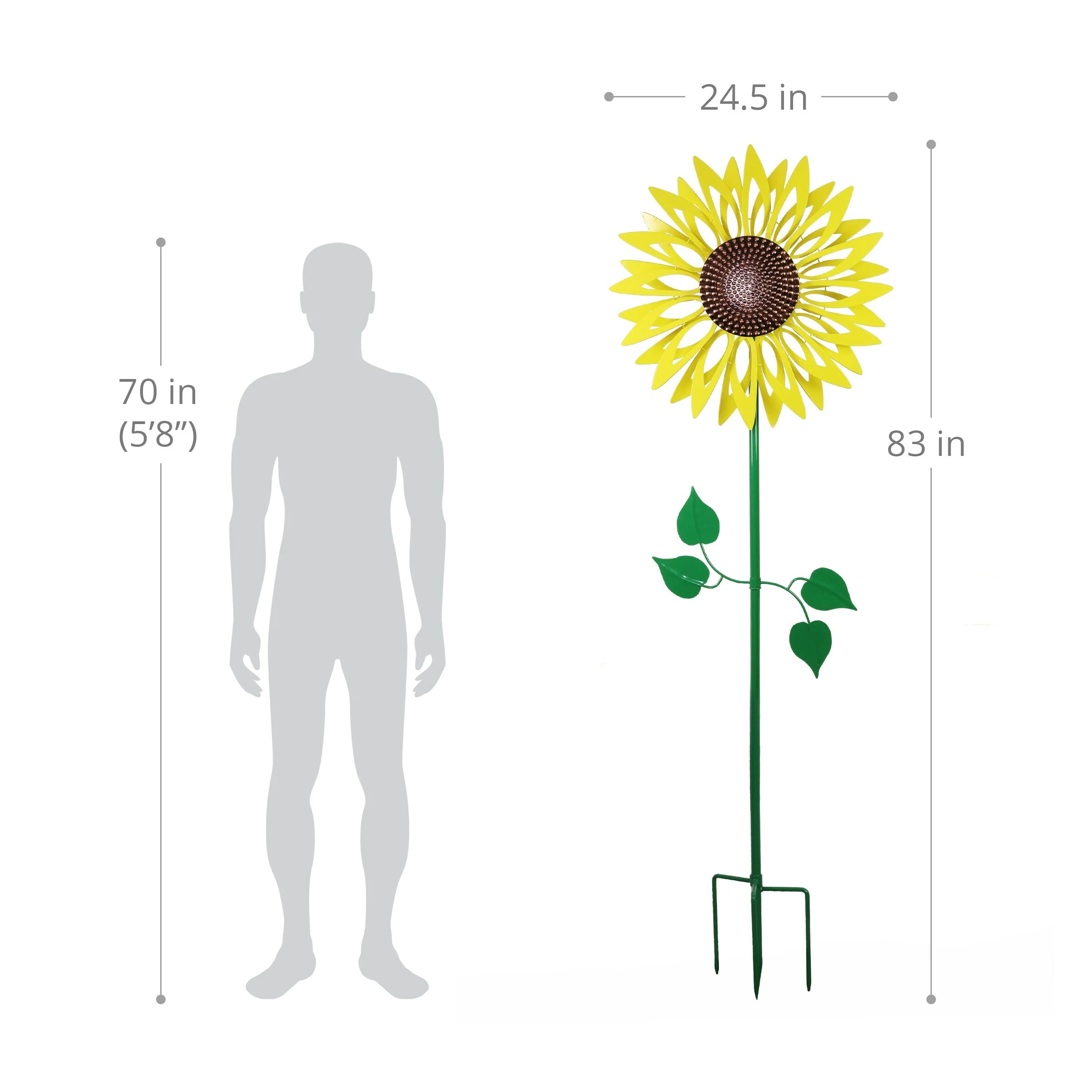 Best Pirce π Best Pirce βοΈ Exhart Giant Metal Kinetic Yellow Sunflower Dual Spinning Garden Stake, 24 By 82 Inches β¨ π - Image 3