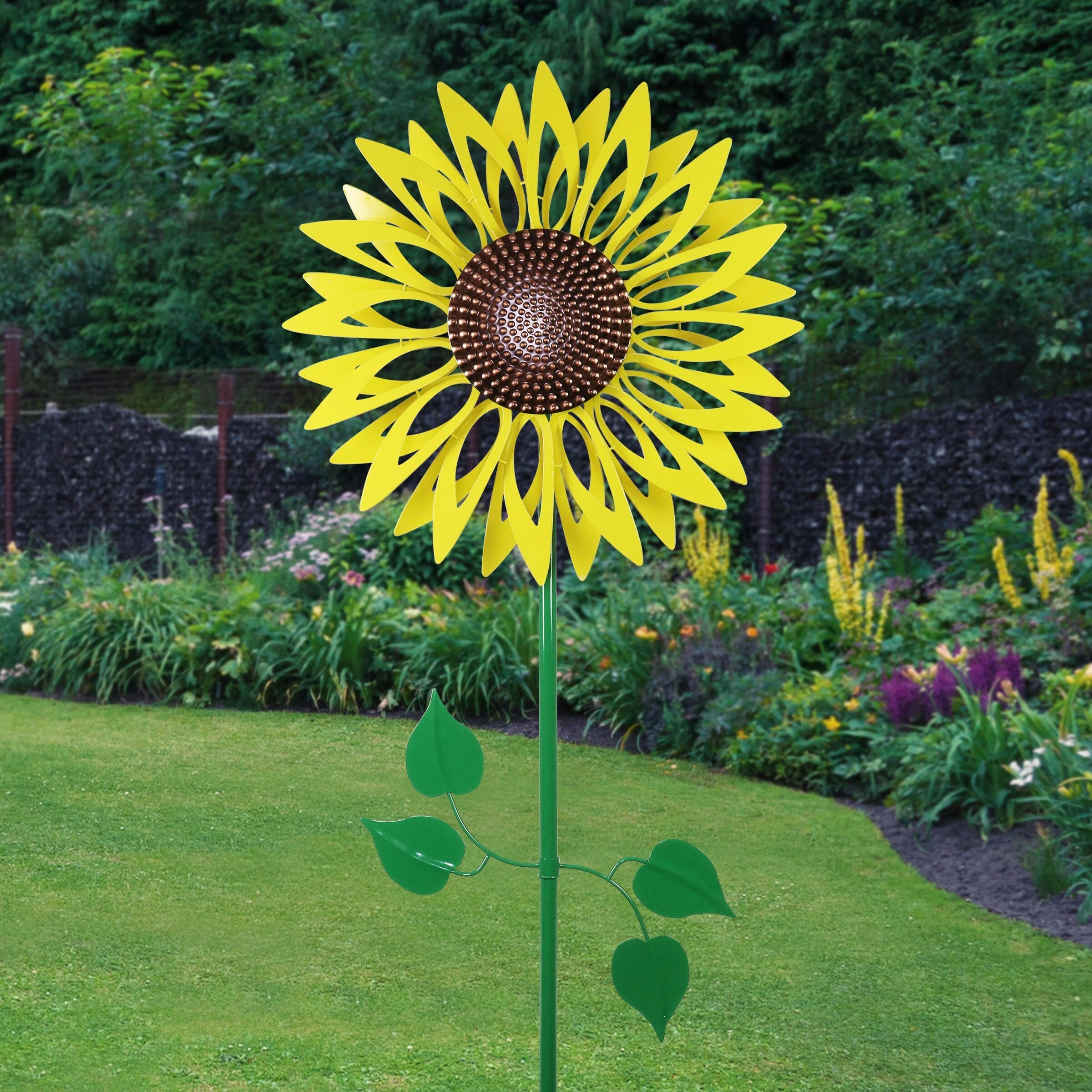 Best Pirce π Best Pirce βοΈ Exhart Giant Metal Kinetic Yellow Sunflower Dual Spinning Garden Stake, 24 By 82 Inches β¨ π - Image 8