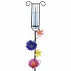Deals 😀 Best reviews of 😀 Exhart Glass And Metal Rain Gauge Garden Stake With Hand Painted Pink, Blue, Yellow And Purple Flowers, 42 Inches ✔️ 🧨