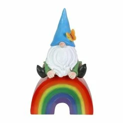 Hot Sale 👏 Deals 🥰 Exhart Gnome On A Glowing Rainbow Statuary With Automatic Timer, 7 By 11.5 Inches 💯 ✔️
