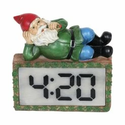 Best Sale 👏 Brand new 🔔 Exhart Good Time Tokin' Gnomie Marijuana Smoking Gnome On A LED 4:20 Clock With A Battery Timer, 10 Inch 😉 ✔️